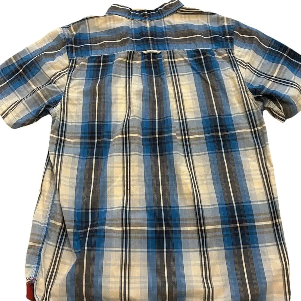 The North Face plaid blue yellow Shirt Men's Large Short-Sleeve western casual